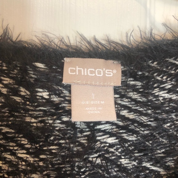 Chico’s Black and Gray Fuzzy Pullover Sweater. Size 1 Or Medium - Picture 3 of 6